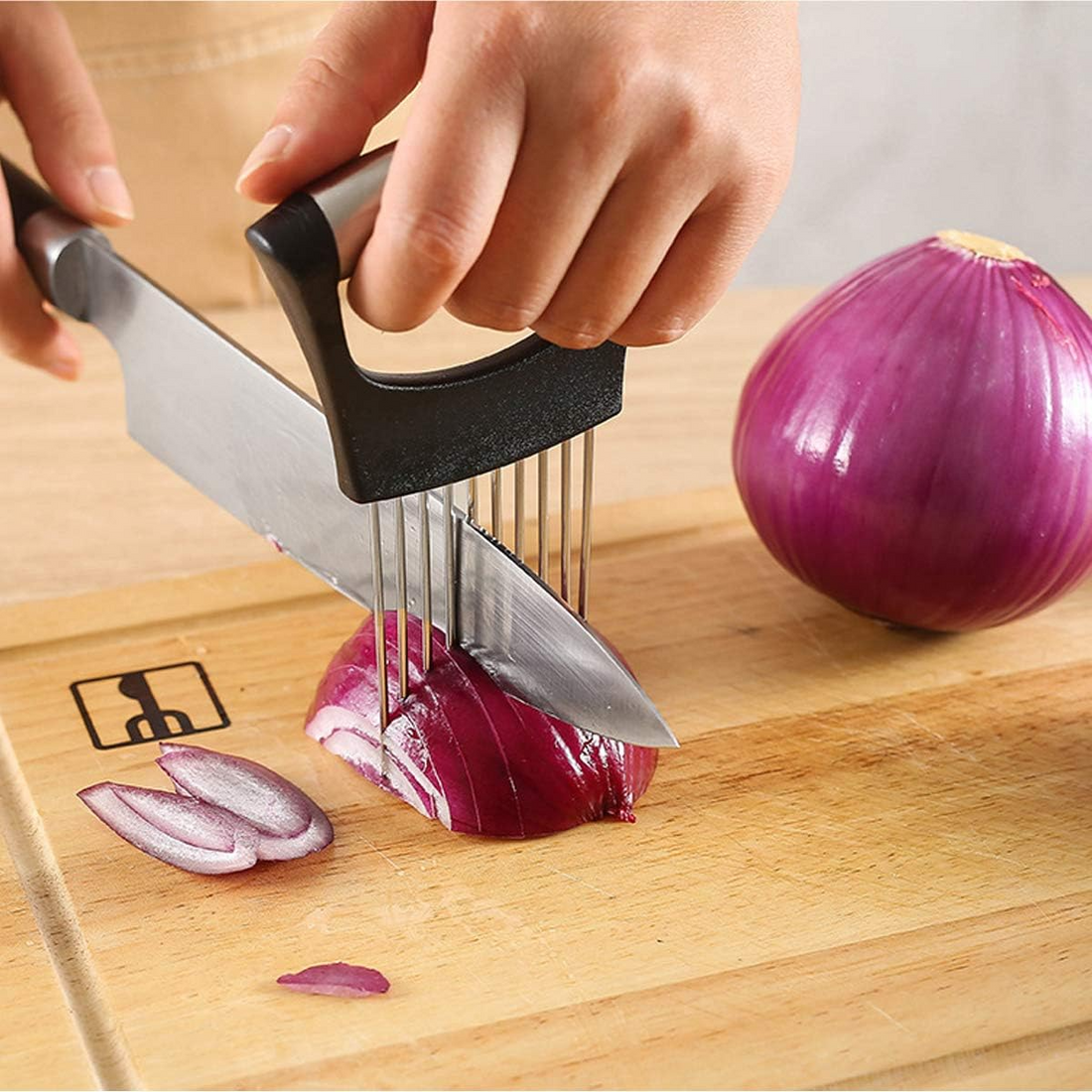 Stainless Steel Food Slicer Assistant - Kitchen Cutting Gadgets (2pcs) - Luxe1